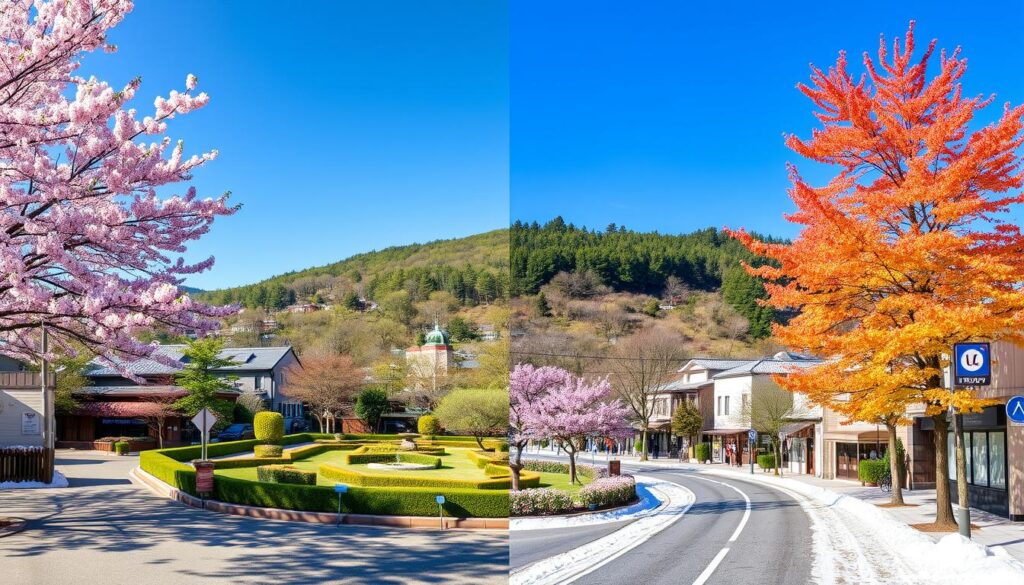 大麻西町の季節景色